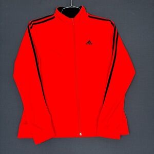 Adidas Full Zip Track Jacket Women’s Size Medium, Red And Black, Black Logo